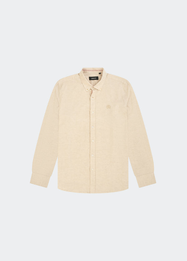 NATURAL LONG SLEEVE LINEN BLEND SHIRT