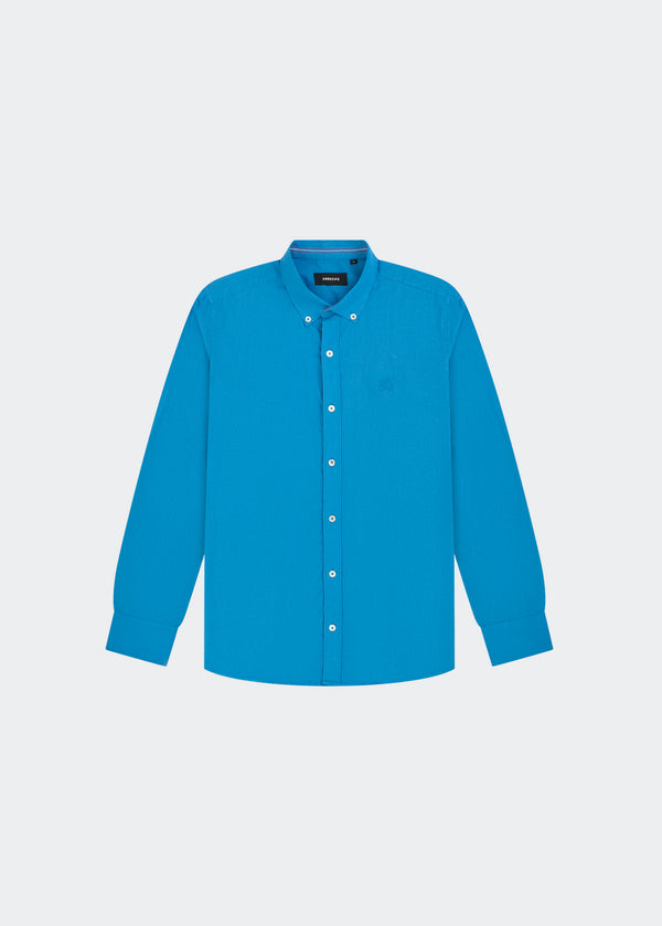 ROYAL BLUE LONG SLEEVE LINEN BLEND SHIRT